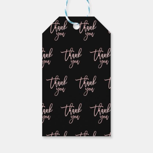 ピンクローズゴールドフォイルをありがとうモダン ギフトタグ (裏面)