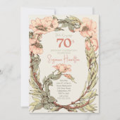 ピンクローズサプライズフローラ70誕生日 招待状 (正面)