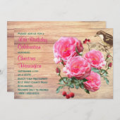 ピンクローズサマーバースデーパーティー 招待状 (正面/裏面)
