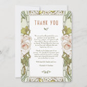 ピンクローズサンキューカードヴィンテージアールヌーボーミュシャ 招待状 (正面)