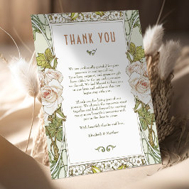 ピンクローズサンキューカードヴィンテージアールヌーボーミュシャ 招待状