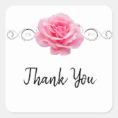 ピンクローズサンキューステッカー スクエアシール (正面)