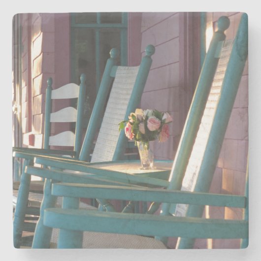 ピンクローズサンライズ – マーサズヴィネヤード ストーンコースター (正面)