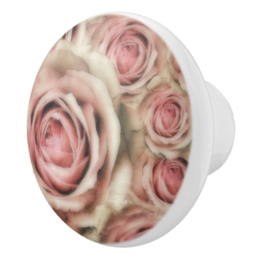 ピンクローズシャビーエレガントシックフローラファームハウス セラミックノブ (右)