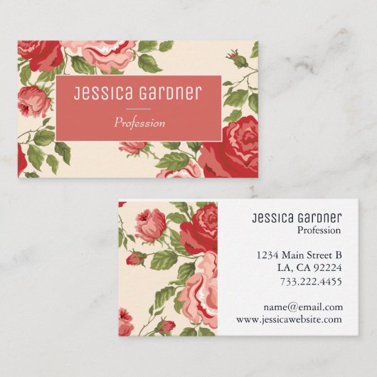 ピンクローズシャビーシッエレガントク 名刺 (正面/裏面)