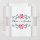 ピンクローズシャンパンウェディング 招待状 (正面/裏面)