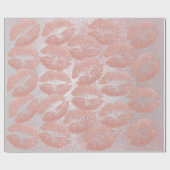 ピンクローズシルバーグリッターキスリップメイクアップ赤面 ラッピングペーパー (フラット)