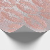 ピンクローズシルバーグリッターキスリップメイクアップ赤面 ラッピングペーパー (角)
