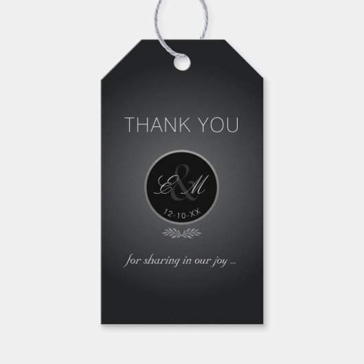 ピンクローズシルバーグローモノグラムサンキューギフトラベル ギフトタグ (正面)