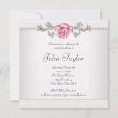 ピンクローズシルバーピンクSweet sixteenパーティー 招待状 (裏面)