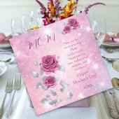 ピンクローズシルバーリーフきらめくハッピーマザーズデー シーズンカード