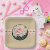 ピンクローズスクエア ペーパープレート (パーティー)