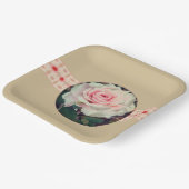 ピンクローズスクエア ペーパープレート (傾斜あり)