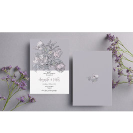 ピンクローズスクリプトエレガントウェディング招待状 招待状