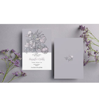 ピンクローズスクリプトエレガントウェディング招待状 招待状