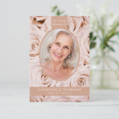 ピンクローズスクリプト悔やみや弔慰メモリアル葬儀 サンキューカード (スタンド正面)