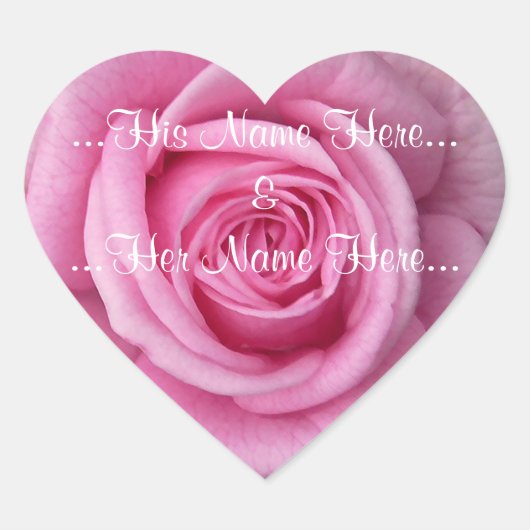 ピンクローズスティッカーロマンチックバラ結婚式用シール ハートシール (正面)