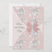 ピンクローズスパークルガールズバースデーパーティー招待状 招待状 (正面)