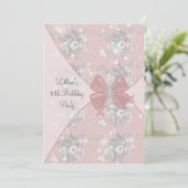 ピンクローズスパークルガールズバースデーパーティー招待状 招待状 (スタンド正面)