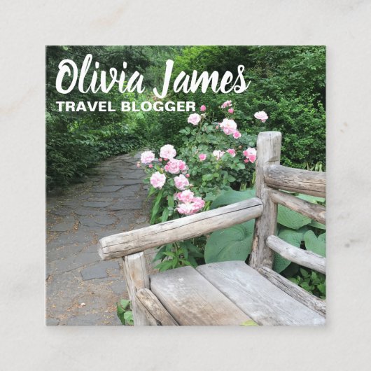 ピンクローズセントラルパークガーデンフォトグラフィーNYC スクエア名刺 (正面)