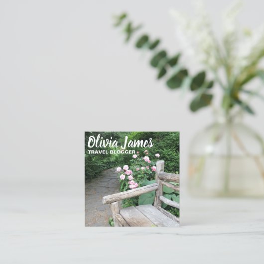 ピンクローズセントラルパークガーデンフォトグラフィーNYC スクエア名刺 (スタンド正面)