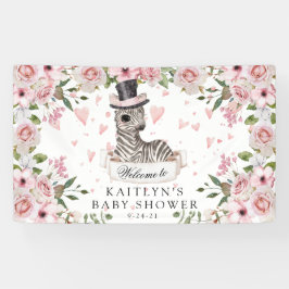 ピンクローズゼブラベビーシャワー 横断幕