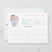 ピンクローズチノワセリーブライダルシャワーレシピカード 招待状 (正面)