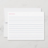 ピンクローズチノワセリーブライダルシャワーレシピカード 招待状 (裏面)