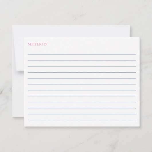 ピンクローズチノワセリーブライダルシャワーレシピカード 招待状 (裏面)