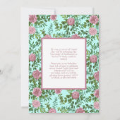 ピンクローズティール(緑がかった色)アクアフォト卒業発表 招待状 (裏面)