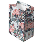 ピンクローズデザイン ミディアムペーパーバッグ (正面アングル)