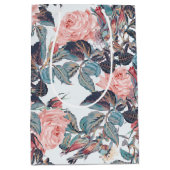 ピンクローズデザイン ミディアムペーパーバッグ (正面)