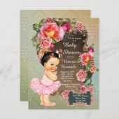 ピンクローズトゥチュベビーシャワー 招待状 (正面/裏面)