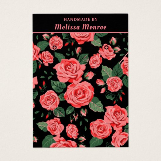 ピンクローズネックレスイヤリングジュエリーディスプレイカード (正面)