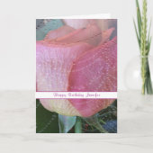 ピンクローズハッピーバースデー折り畳みグリーティングカード カード (正面)