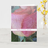 ピンクローズハッピーバースデー折り畳みグリーティングカード カード (黄色い花)