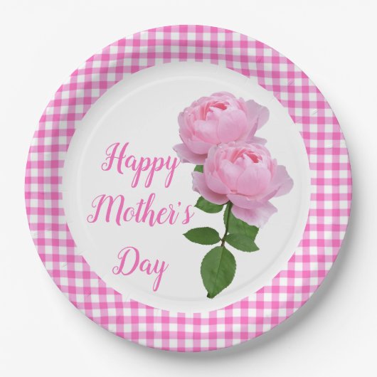 ピンクローズハッピーマザーズデイフローラ ペーパープレート (正面)