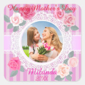 ピンクローズハッピーマザーズデー スクエアシール (正面)
