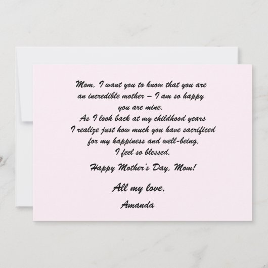 ピンクローズハッピーマザーズ日ママママカード カード (裏面)