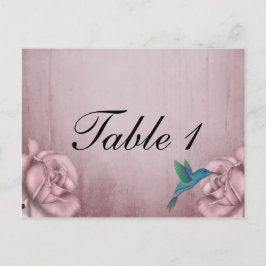 ピンクローズハミングバードテーブル番号 ポストカード