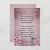 ピンクローズハミングバ結婚ードズホテルインサート エンクロージャーカード (正面/裏面)