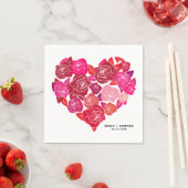 ピンクローズハートクラスタカスタムウェディング スタンダードカクテルナプキン (インサイチュ)