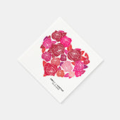 ピンクローズハートクラスタカスタムウェディング スタンダードカクテルナプキン (角)