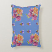ピンクローズバイオレットブルーシャビーフローラデコールクッション アクセントクッション (正面(垂直))