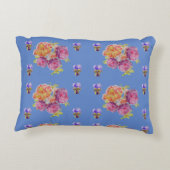ピンクローズバイオレットブルーシャビーフローラデコールクッション アクセントクッション (裏面)