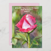 ピンクローズバイブル聖句アートフラットノートカード サンキューカード (正面/裏面)