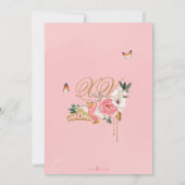 ピンクローズバタフライキンセアニェラ金ゴールドティアラ 招待状 (裏面)