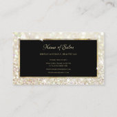 ピンクローズバタフライグリッターブラックと金ゴールドスクリプト 名刺 (裏面)