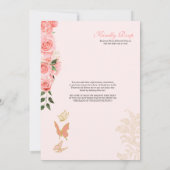 ピンクローズバタフライマリポサキンセアニェラ 招待状 (裏面)