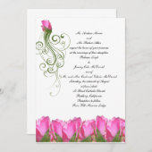 ピンクローズバド招待状 招待状 (正面/裏面)